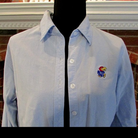 Crable | Light Blue | Button Up | Kansas Jayhawks on Left Breast | Women's Small - Picture 1 of 4
